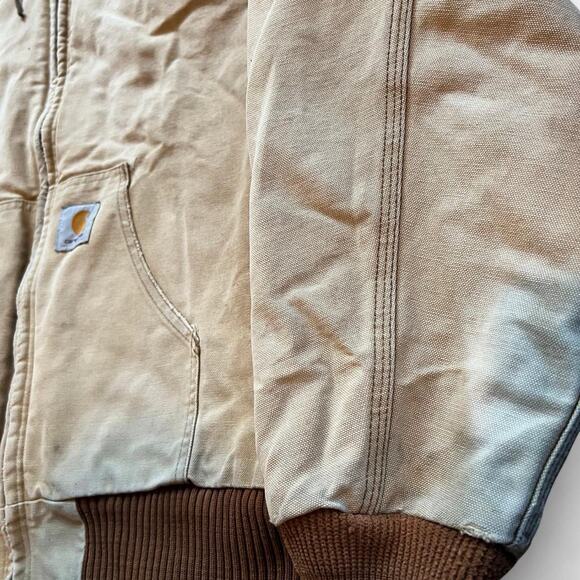 Carhartt Duck Active Jacket J130 Distressed Faded Canvas Tan Brown Men’s XL - Picture 4 of 8